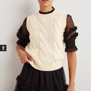 Boden Ivory Cable Knit vest sweater